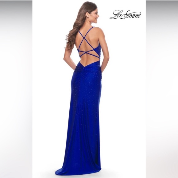 Hot Stone Cowl Neck Gown from La Femme - Picture 4 of 4